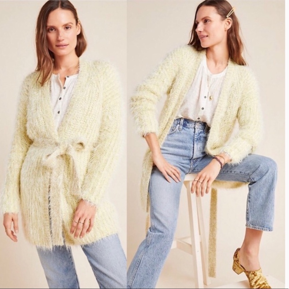 NEW Anthropologie fuzzy sparkle long sweater